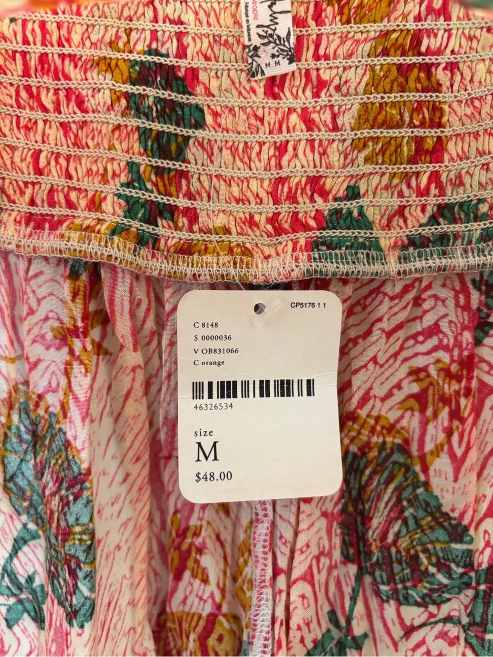 NWT Free People Floral Print Strapless Top Size Medium